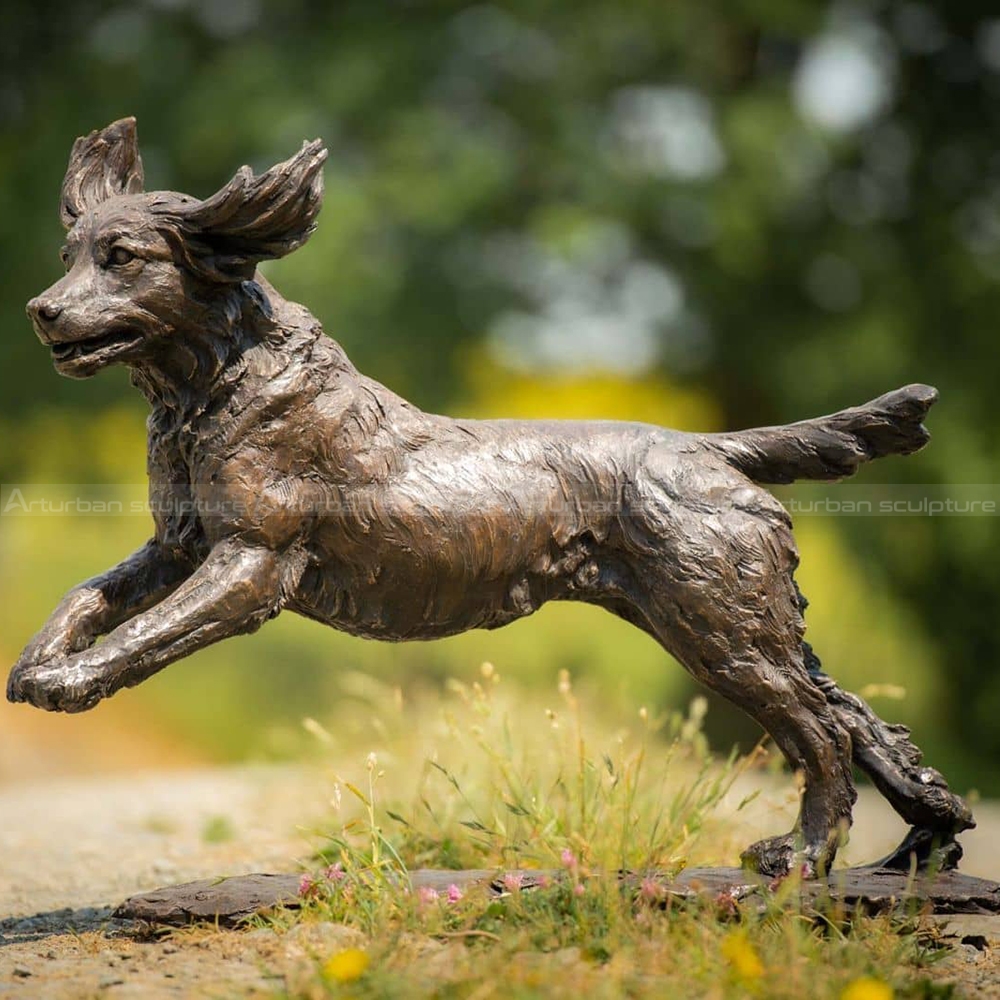 working cocker spaniel bronze sculpture