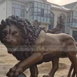lion ball statue