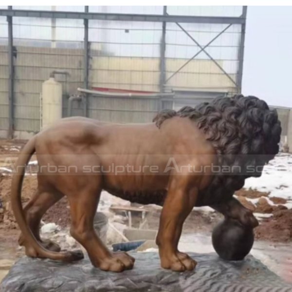 lion ball statue