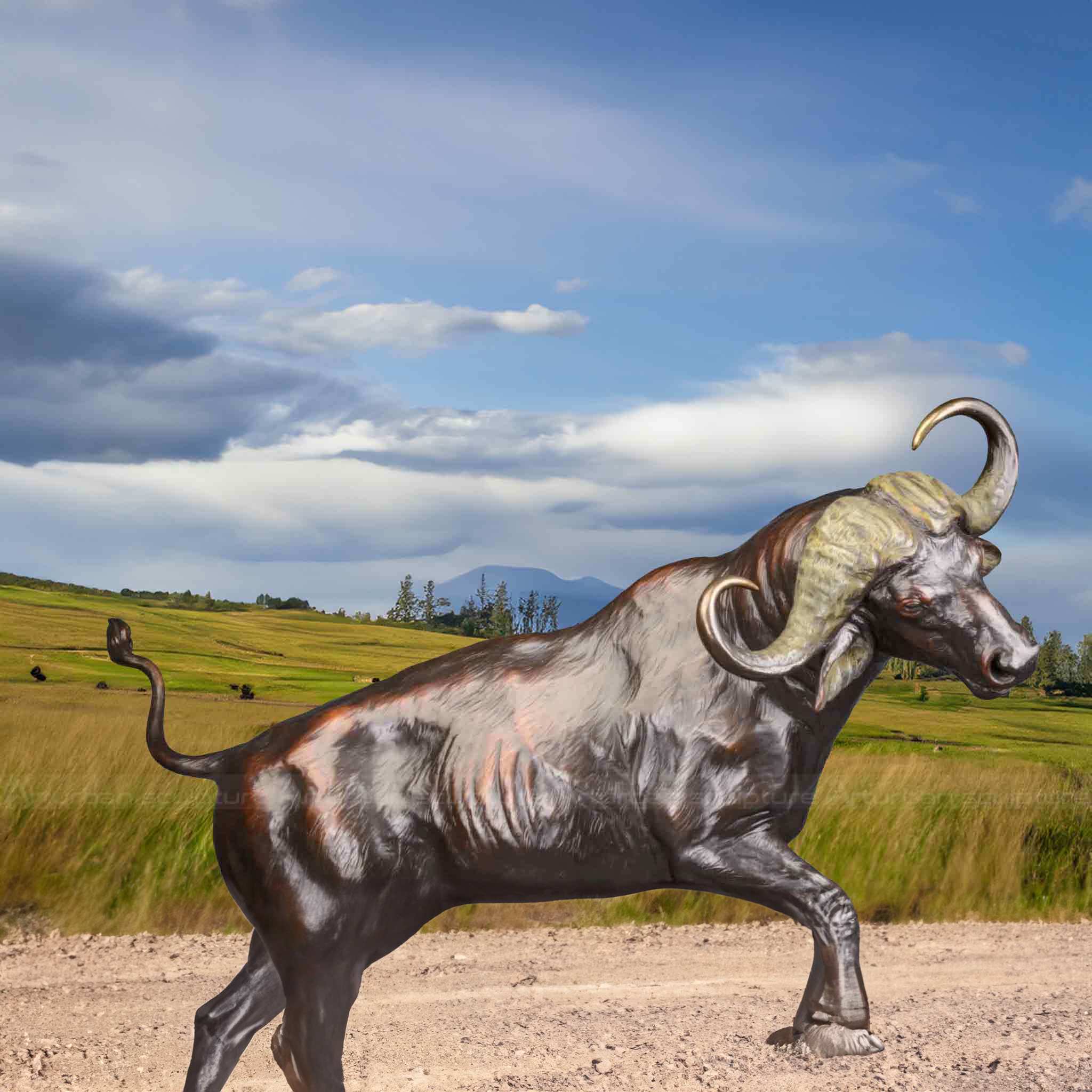 Metal Buffalo Statue