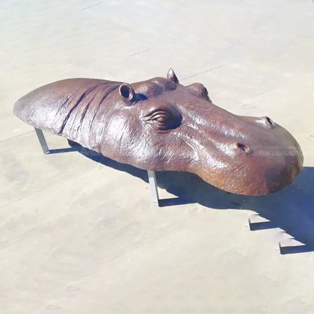 Swimming Hippo Garden Statue