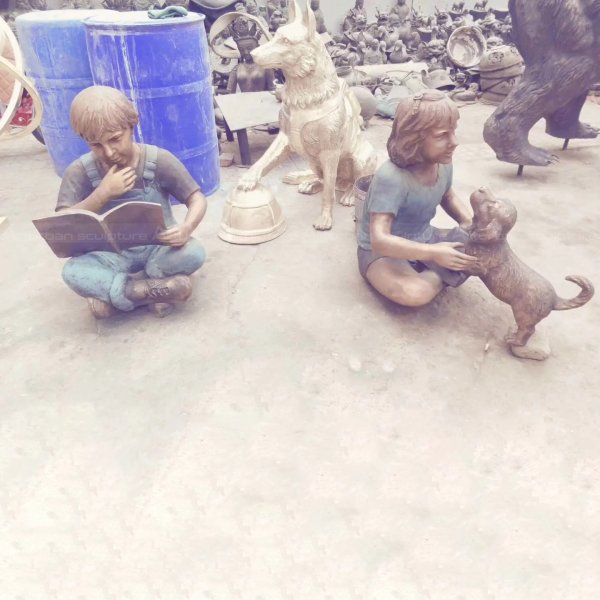 outdoor bronze statues children