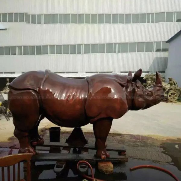 Bronze Rhino Sculpture Modern Art