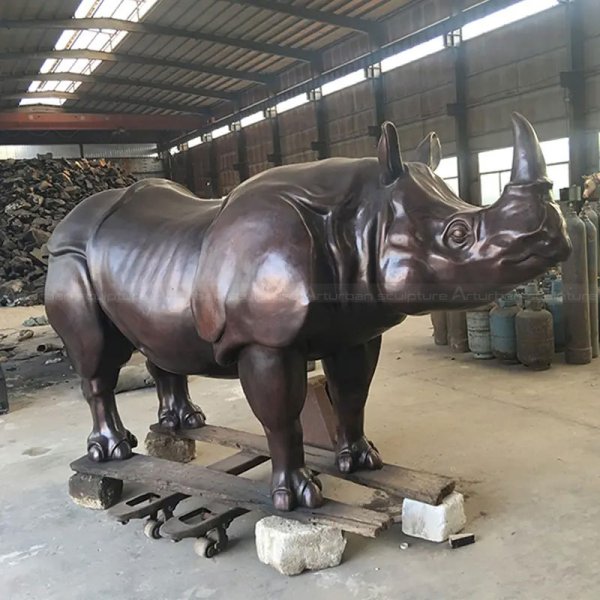 Bronze Rhino Sculpture Modern Art