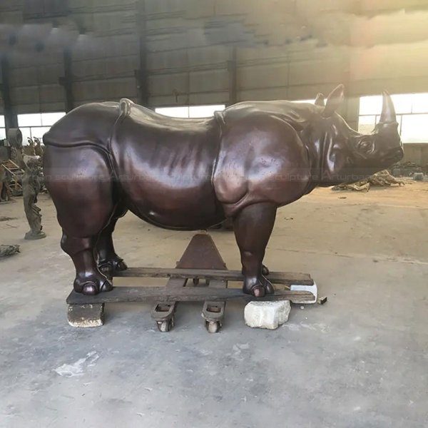 Bronze Rhino Sculpture Modern Art