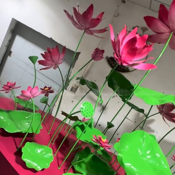 Metal Lotus Flower Sculpture