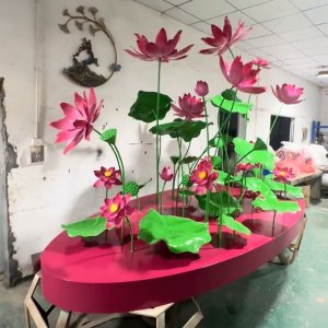 Metal Lotus Flower Sculpture