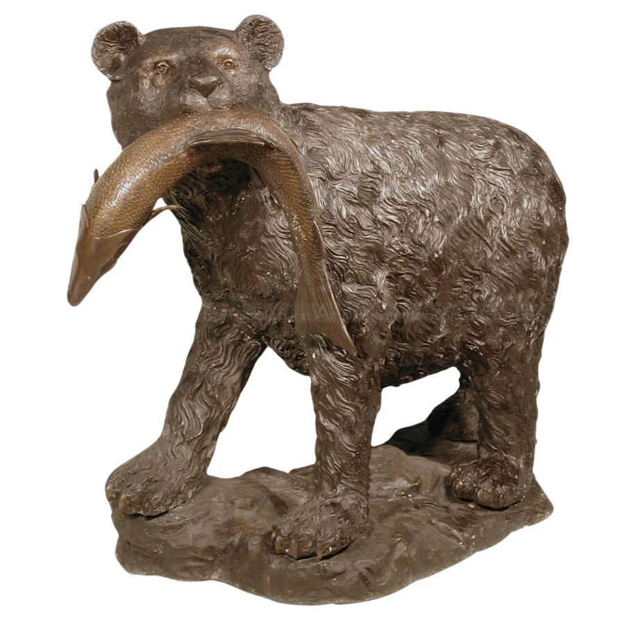 Bear with Fish Sculpture