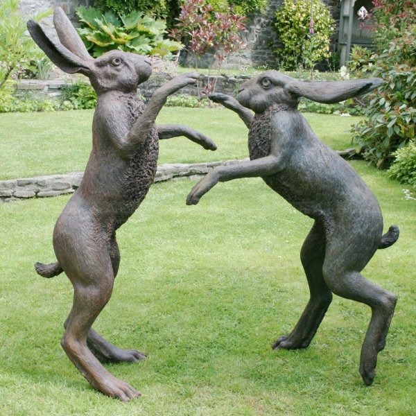 Boxing Hares Bronze Sculpture