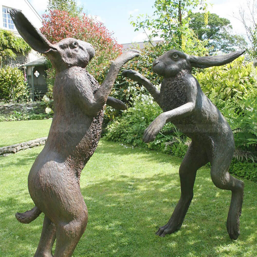 Boxing Hares Bronze Sculpture