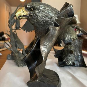 Bronze Eagle Head Sculpture