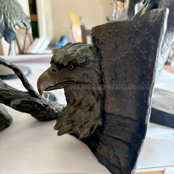 Bronze Eagle Head Sculpture