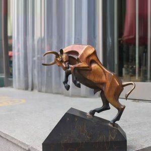 Geometric Bull Sculpture