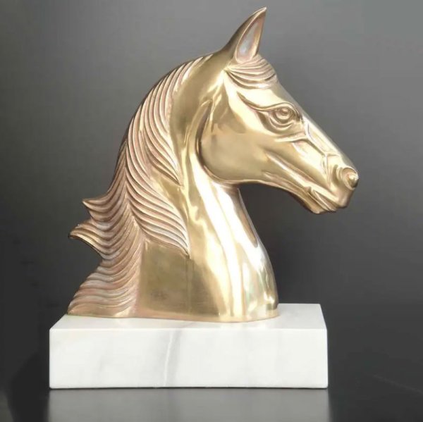 Gold Horse Head Statue