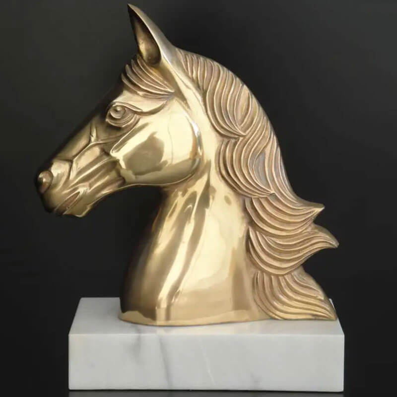 Gold Horse Head Statue