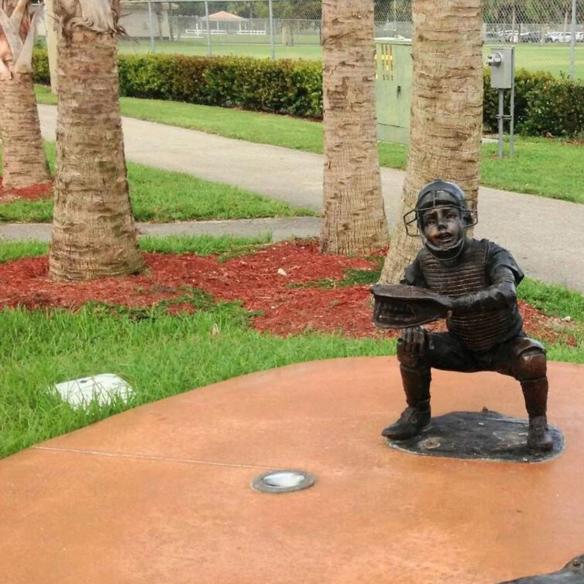 Baseball Catcher Garden Statue