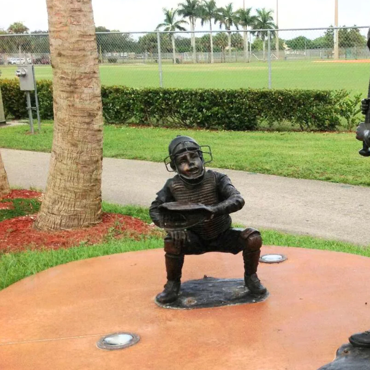 Baseball Catcher Garden Statue