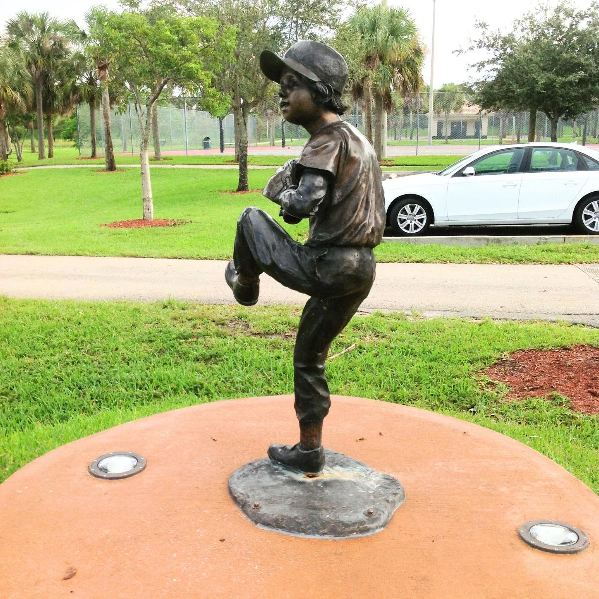 Baseball Player Garden Statue