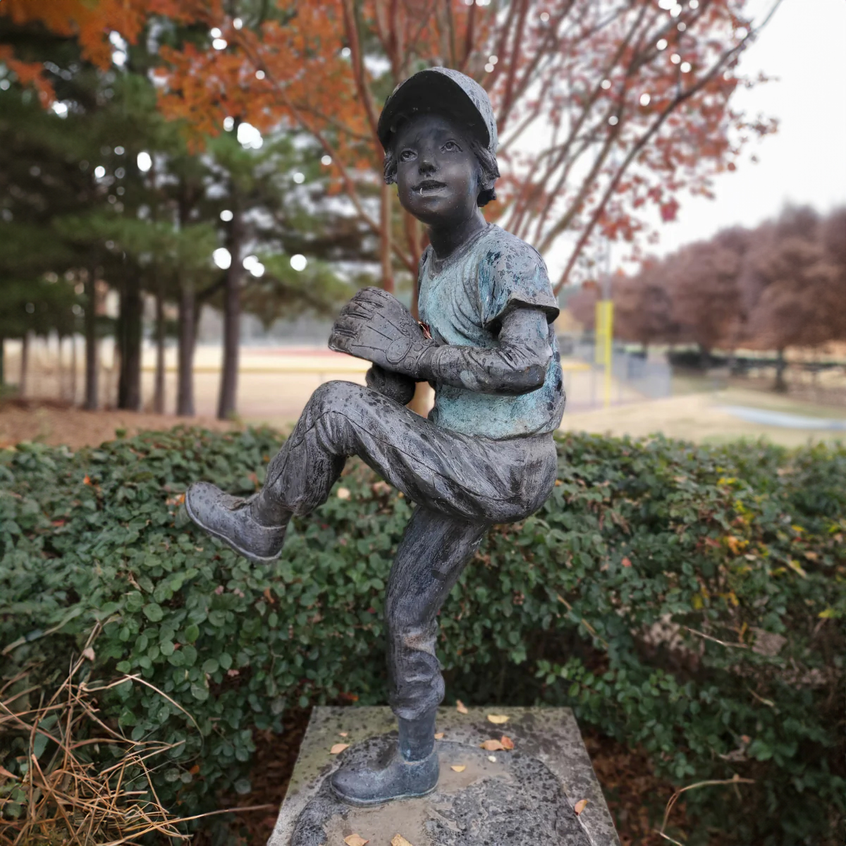 Baseball Player Garden Statue