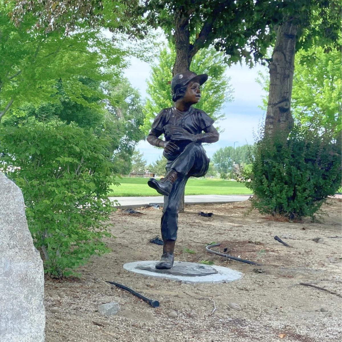 Baseball Player Garden Statue