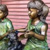 Boy Girl and Dog Garden Statue