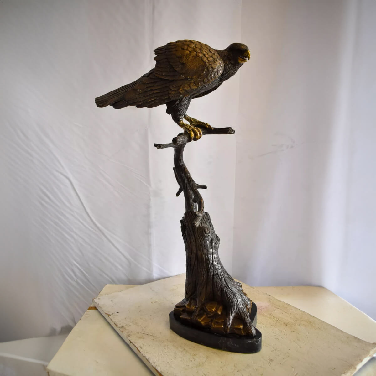 Bronze Hawk Statue