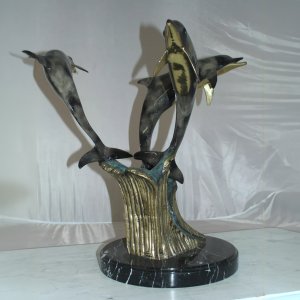 Large Bronze Dolphin Statue