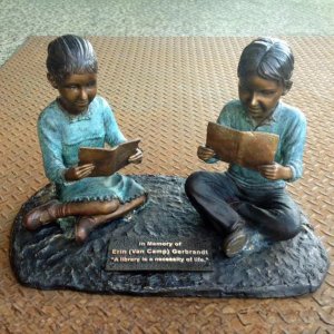 Sister and Brother Reading Sculpture