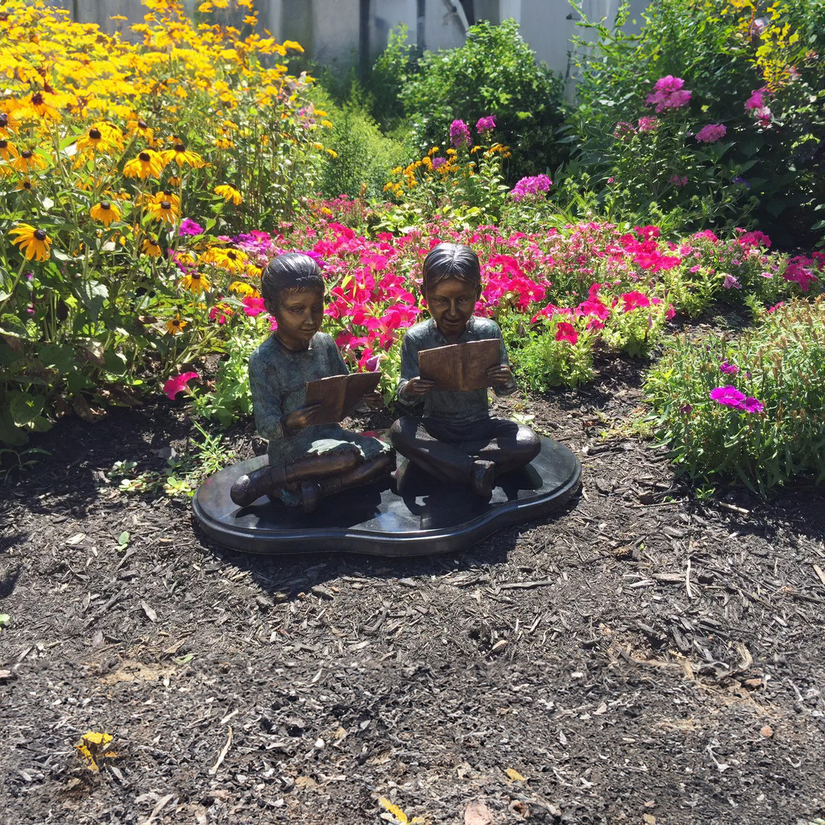 Sister and Brother Reading Sculpture