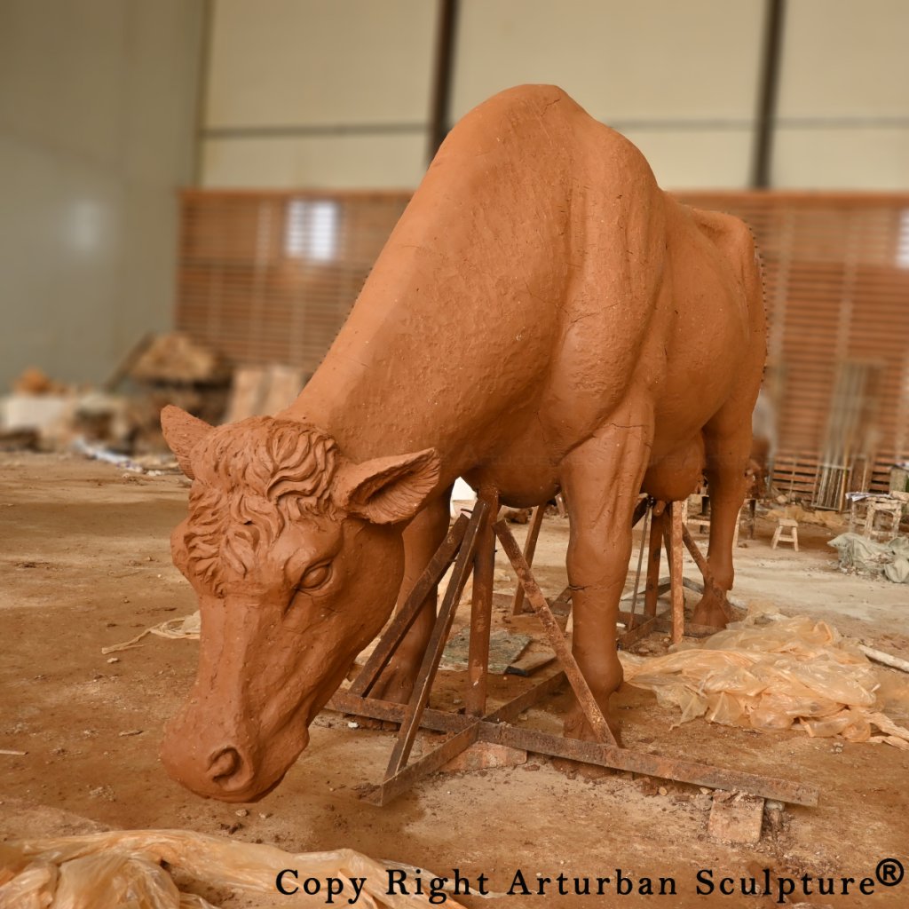 clay mold of Cow Statue Life Size