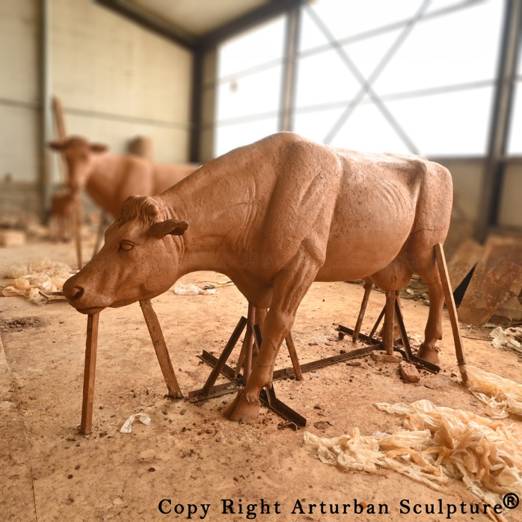 clay mold of Cow Statue Life Size