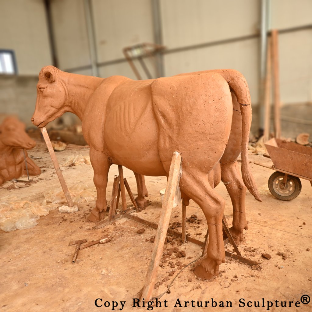 clay mold of Cow Statue Life Size