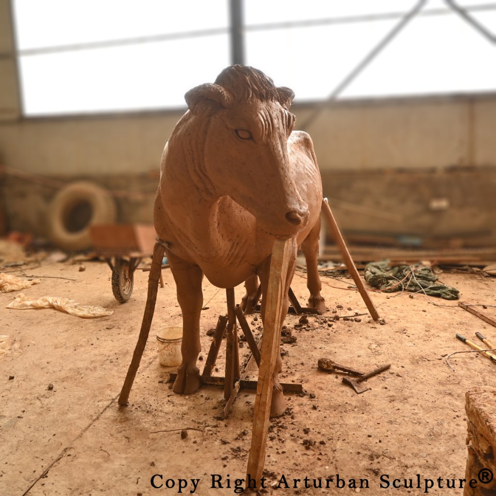 clay mold of Cow Statue Life Size