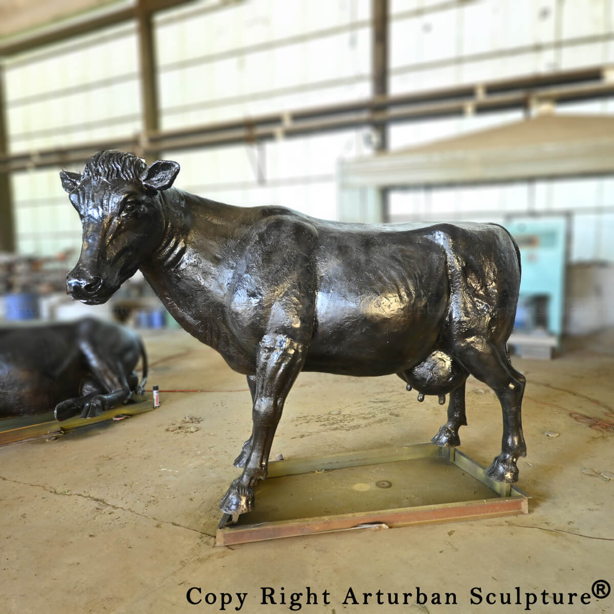 Metal Cow Garden Sculpture