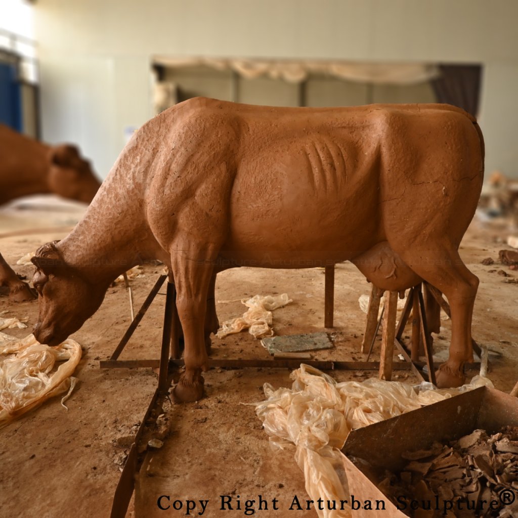 clay mold of Cow Sculpture