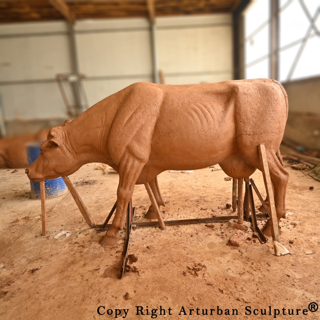 clay mold of Cow Sculpture