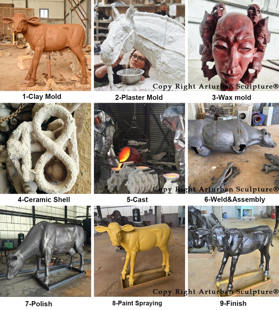 production process of calf statue