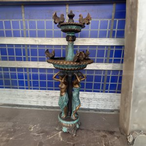 Vintage Neo-Classical Bronze Two Tier Pond Garden Fountain